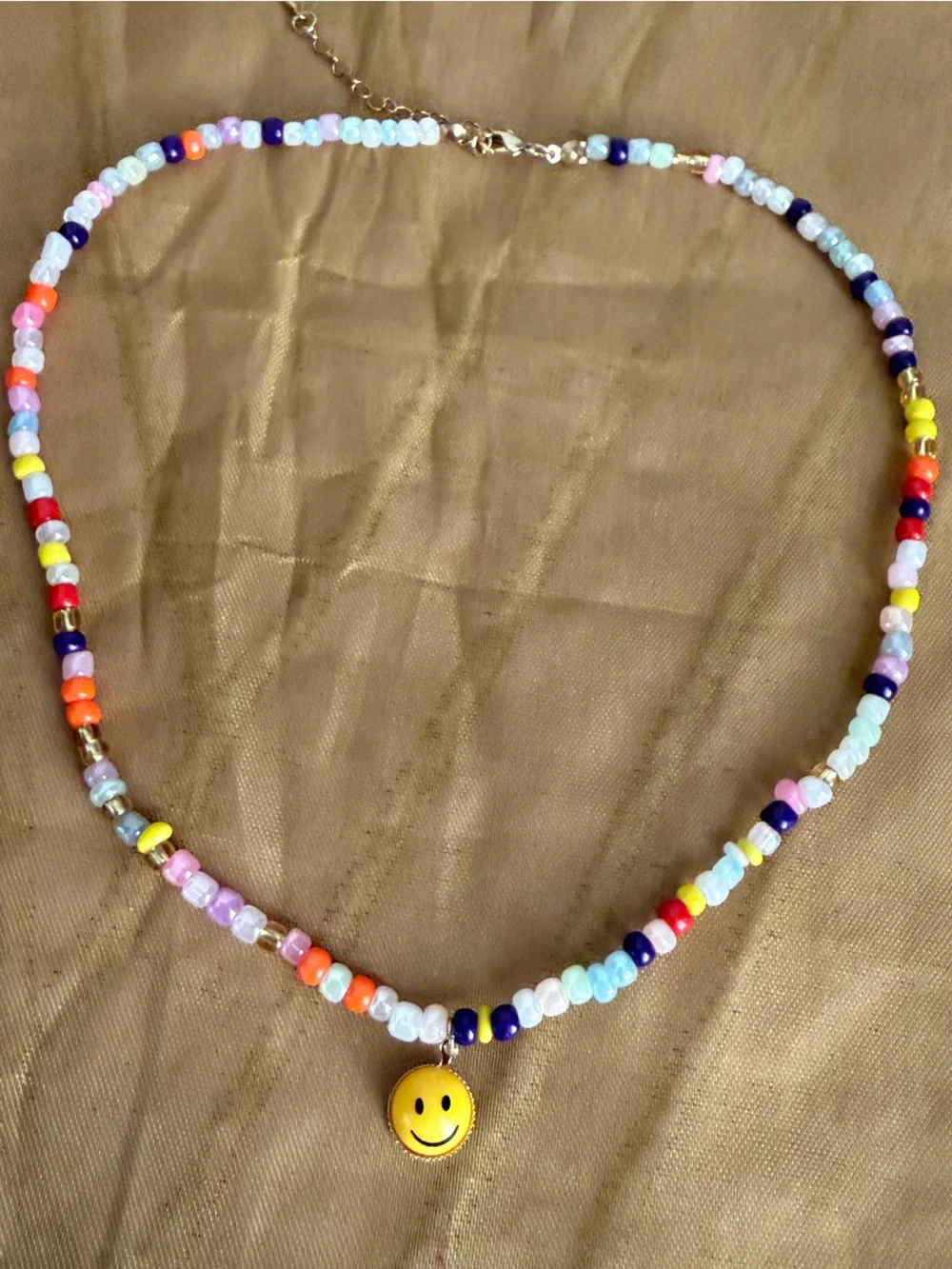 Smiley Face Beaded Kids Necklace in Multicolor - Cute Charm Accessory